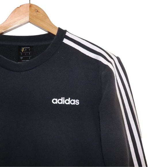 🖤Adidas Essentials Three Stripe Black Crewneck Sweatshirt - Picture 3 of 5